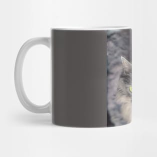 Stunning gray green eyed cat Mug